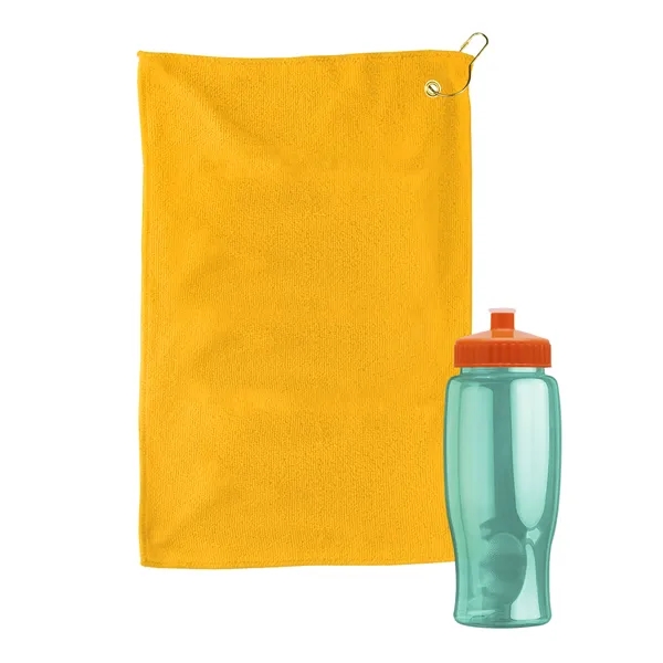 27 oz. Poly-pure transparent bottle with microfiber golf towel. Towel is... from ASI 40480 Koozie Group