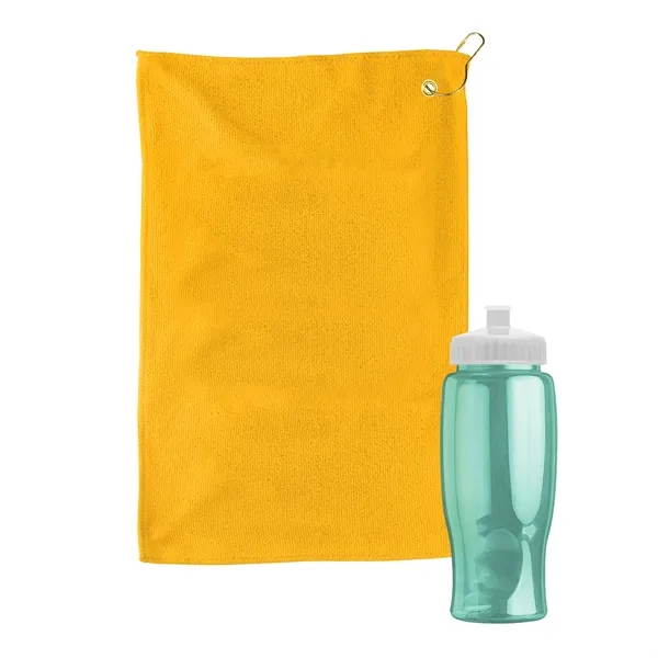 27 oz. Poly-pure transparent bottle with microfiber golf towel. Towel is... from ASI 40480 Koozie Group