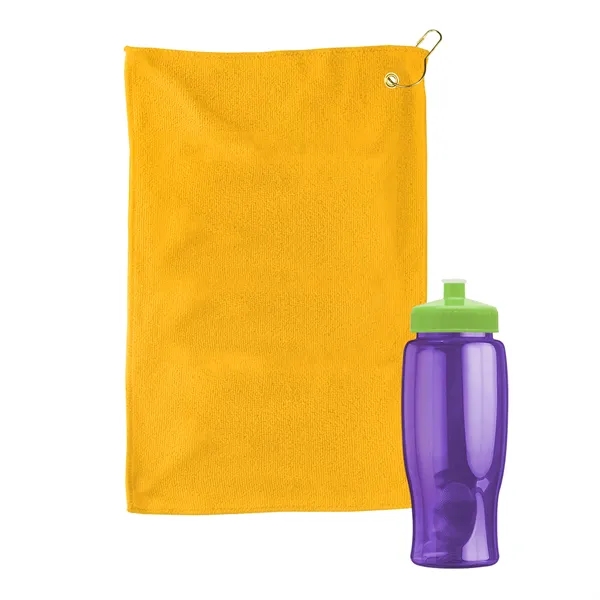 27 oz. Poly-pure transparent bottle with microfiber golf towel. Towel is... from ASI 40480 Koozie Group