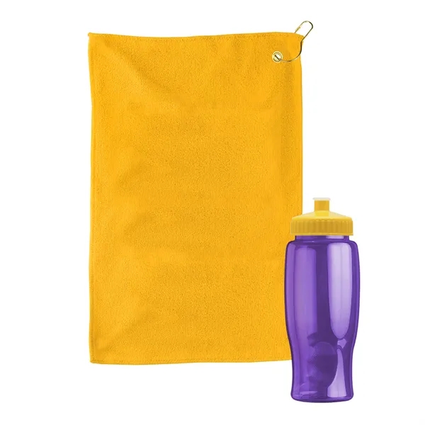 27 oz. Poly-pure transparent bottle with microfiber golf towel. Towel is... from ASI 40480 Koozie Group