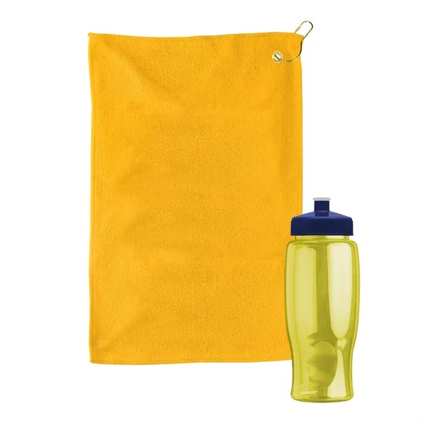 27 oz. Poly-pure transparent bottle with microfiber golf towel. Towel is... from ASI 40480 Koozie Group