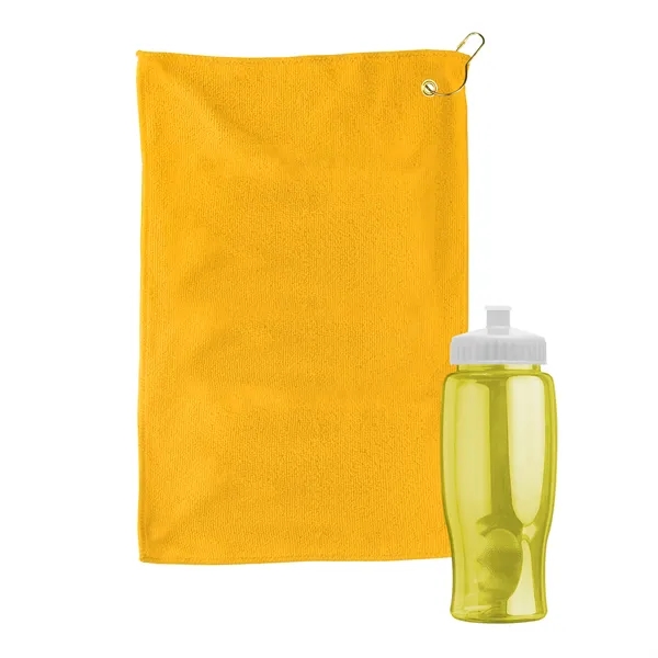 27 oz. Poly-pure transparent bottle with microfiber golf towel. Towel is... from ASI 40480 Koozie Group