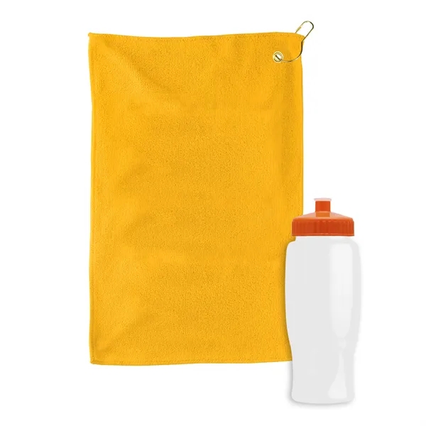 27 oz. Poly-pure transparent bottle with microfiber golf towel. Towel is... from ASI 40480 Koozie Group