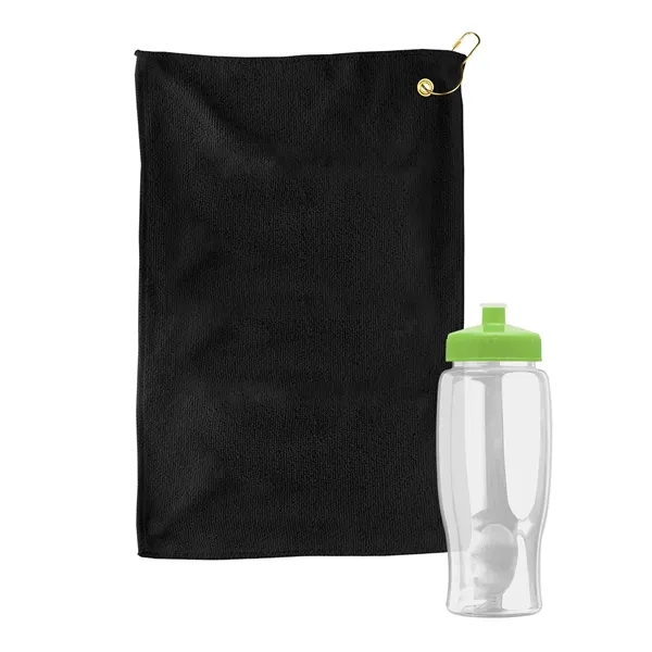 27 oz. Poly-pure transparent bottle with microfiber golf towel. Towel is... from ASI 40480 Koozie Group