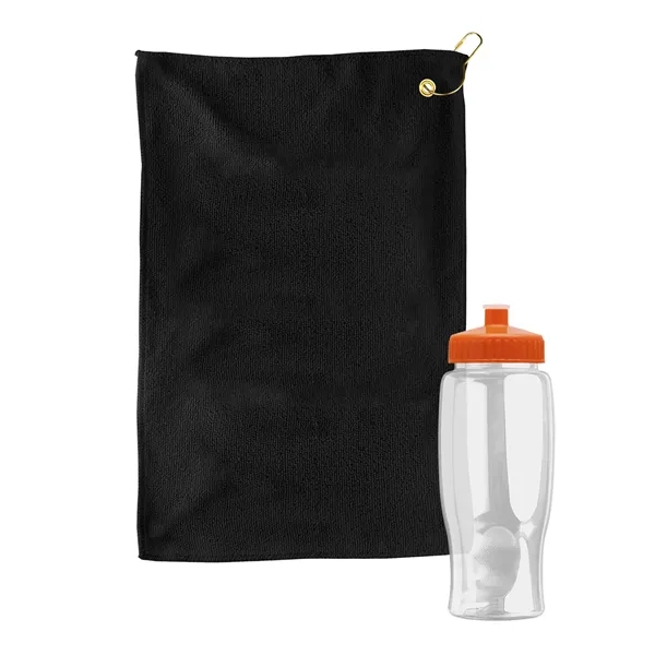 27 oz. Poly-pure transparent bottle with microfiber golf towel. Towel is... from ASI 40480 Koozie Group