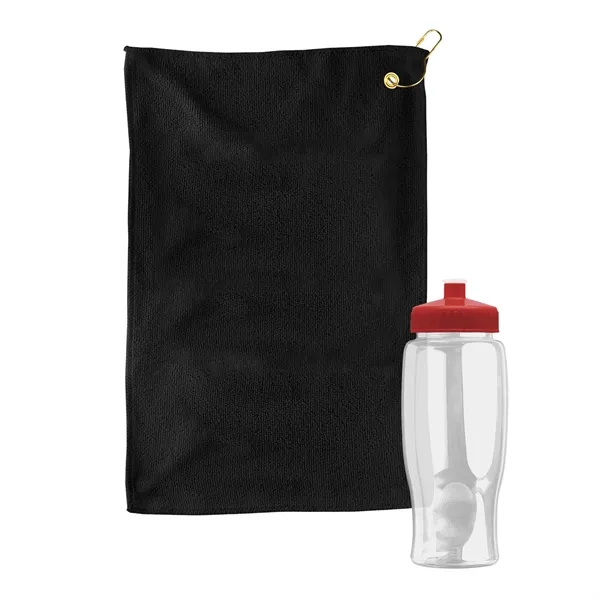 27 oz. Poly-pure transparent bottle with microfiber golf towel. Towel is... from ASI 40480 Koozie Group