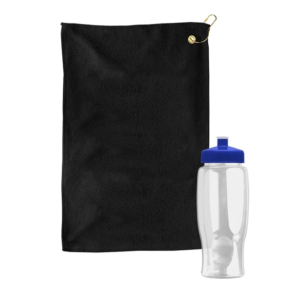 27 oz. Poly-pure transparent bottle with microfiber golf towel. Towel is... from ASI 40480 Koozie Group