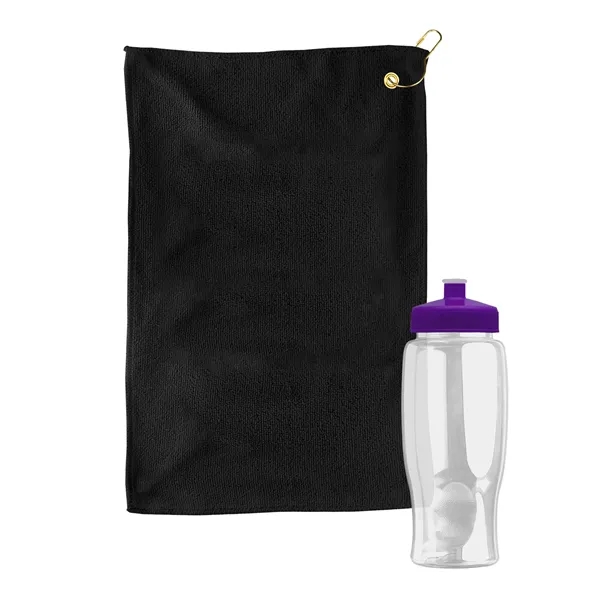 27 oz. Poly-pure transparent bottle with microfiber golf towel. Towel is... from ASI 40480 Koozie Group