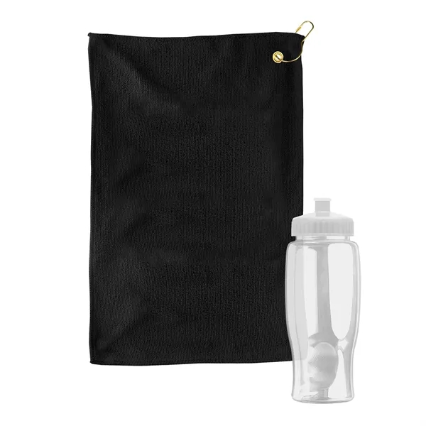 27 oz. Poly-pure transparent bottle with microfiber golf towel. Towel is... from ASI 40480 Koozie Group