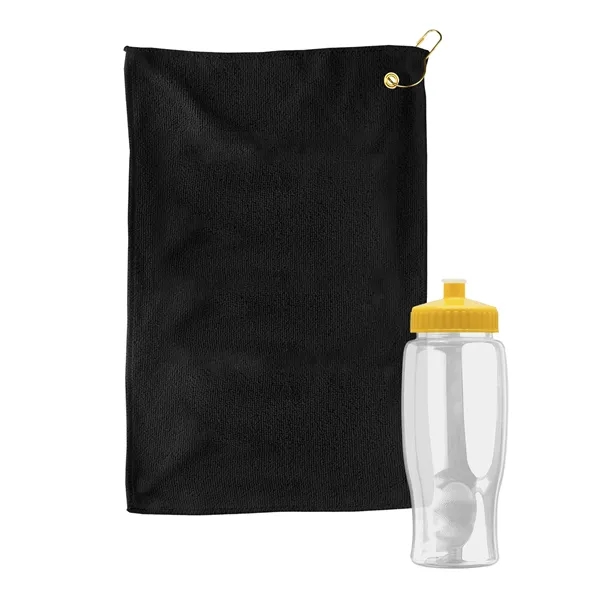 27 oz. Poly-pure transparent bottle with microfiber golf towel. Towel is... from ASI 40480 Koozie Group