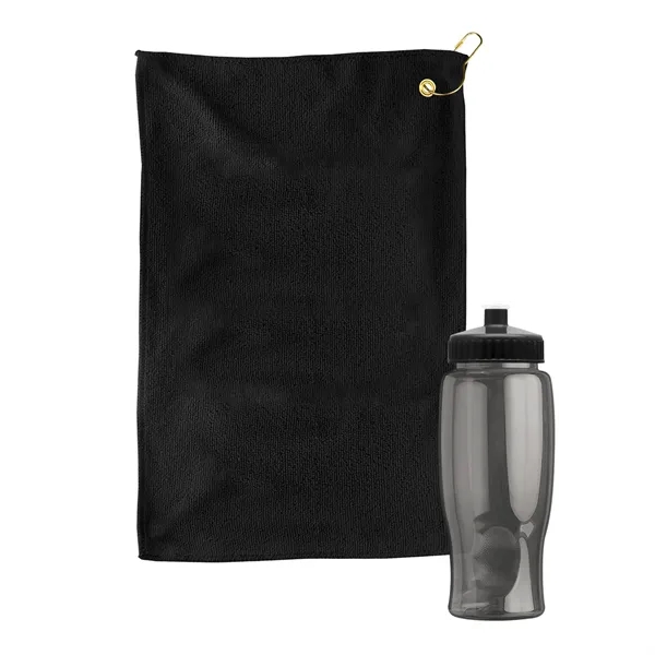 27 oz. Poly-pure transparent bottle with microfiber golf towel. Towel is... from ASI 40480 Koozie Group