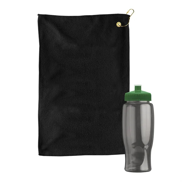 27 oz. Poly-pure transparent bottle with microfiber golf towel. Towel is... from ASI 40480 Koozie Group