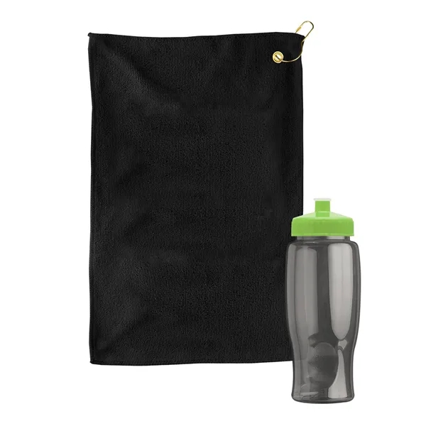 27 oz. Poly-pure transparent bottle with microfiber golf towel. Towel is... from ASI 40480 Koozie Group