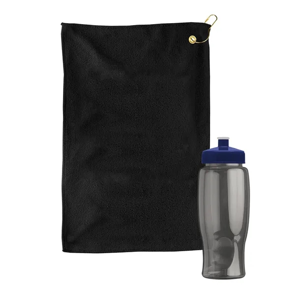 27 oz. Poly-pure transparent bottle with microfiber golf towel. Towel is... from ASI 40480 Koozie Group