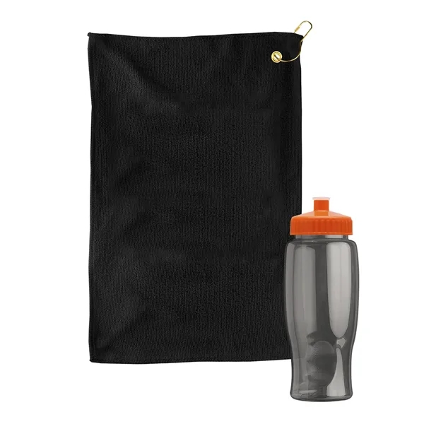 27 oz. Poly-pure transparent bottle with microfiber golf towel. Towel is... from ASI 40480 Koozie Group