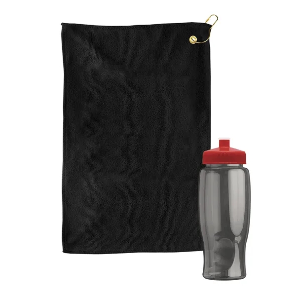 27 oz. Poly-pure transparent bottle with microfiber golf towel. Towel is... from ASI 40480 Koozie Group