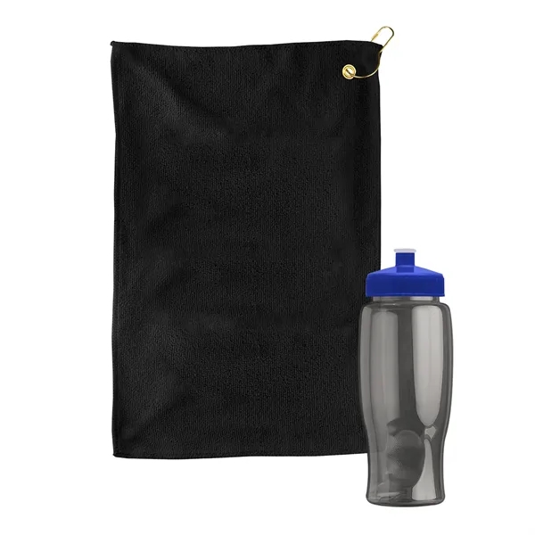 27 oz. Poly-pure transparent bottle with microfiber golf towel. Towel is... from ASI 40480 Koozie Group