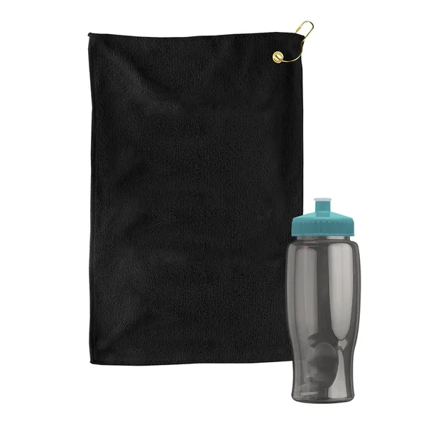 27 oz. Poly-pure transparent bottle with microfiber golf towel. Towel is... from ASI 40480 Koozie Group