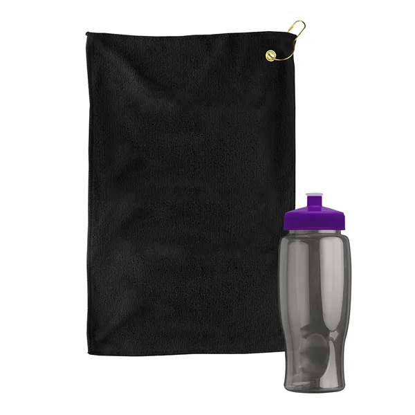 27 oz. Poly-pure transparent bottle with microfiber golf towel. Towel is... from ASI 40480 Koozie Group
