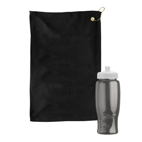 27 oz. Poly-pure transparent bottle with microfiber golf towel. Towel is... from ASI 40480 Koozie Group