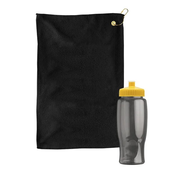 27 oz. Poly-pure transparent bottle with microfiber golf towel. Towel is... from ASI 40480 Koozie Group