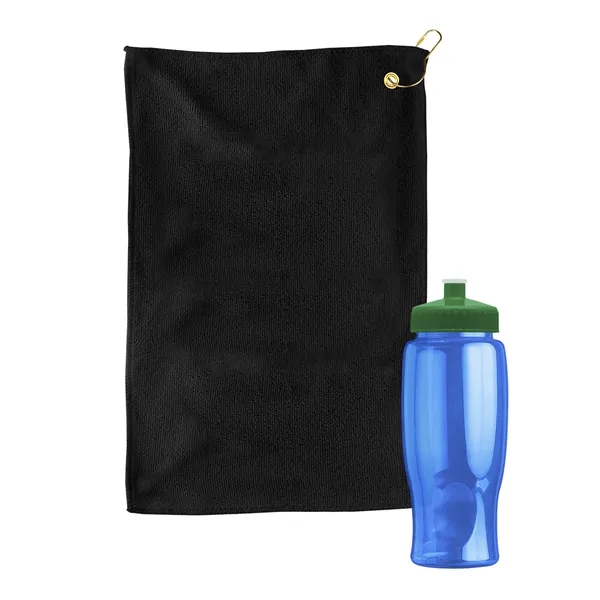 27 oz. Poly-pure transparent bottle with microfiber golf towel. Towel is... from ASI 40480 Koozie Group
