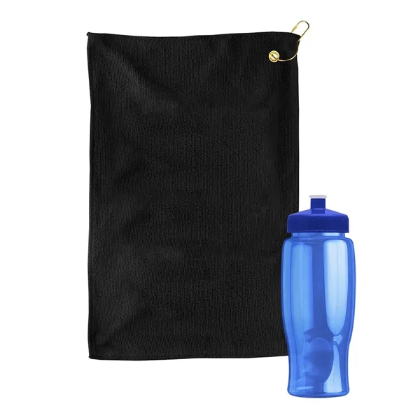 27 oz. Poly-pure transparent bottle with microfiber golf towel. Towel is... from ASI 40480 Koozie Group