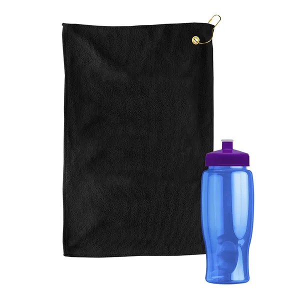 27 oz. Poly-pure transparent bottle with microfiber golf towel. Towel is... from ASI 40480 Koozie Group
