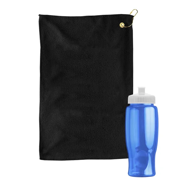 27 oz. Poly-pure transparent bottle with microfiber golf towel. Towel is... from ASI 40480 Koozie Group