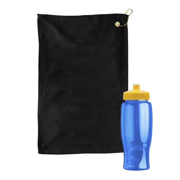 27 oz. Poly-pure transparent bottle with microfiber golf towel. Towel is... from ASI 40480 Koozie Group