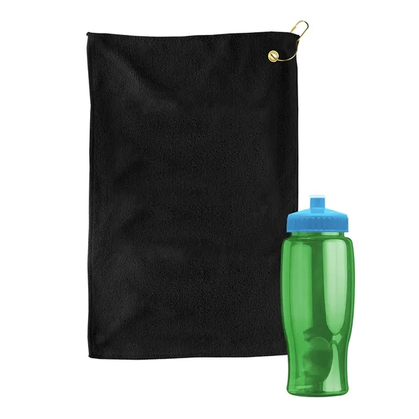 27 oz. Poly-pure transparent bottle with microfiber golf towel. Towel is... from ASI 40480 Koozie Group