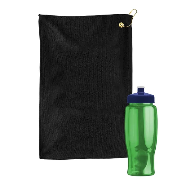 27 oz. Poly-pure transparent bottle with microfiber golf towel. Towel is... from ASI 40480 Koozie Group