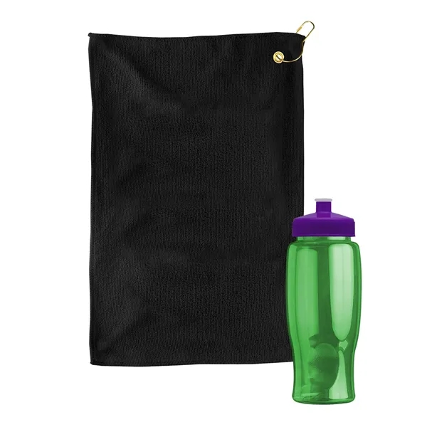 27 oz. Poly-pure transparent bottle with microfiber golf towel. Towel is... from ASI 40480 Koozie Group