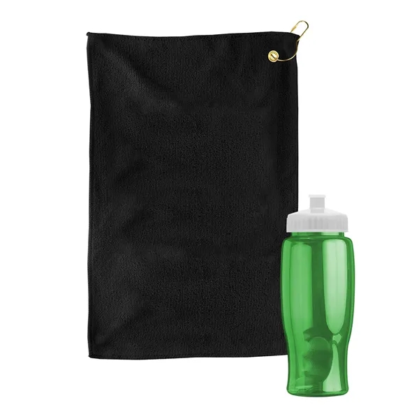 27 oz. Poly-pure transparent bottle with microfiber golf towel. Towel is... from ASI 40480 Koozie Group
