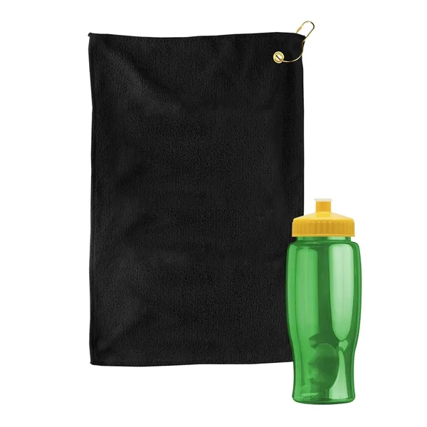 27 oz. Poly-pure transparent bottle with microfiber golf towel. Towel is... from ASI 40480 Koozie Group