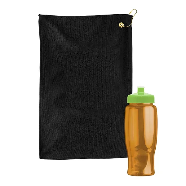 27 oz. Poly-pure transparent bottle with microfiber golf towel. Towel is... from ASI 40480 Koozie Group