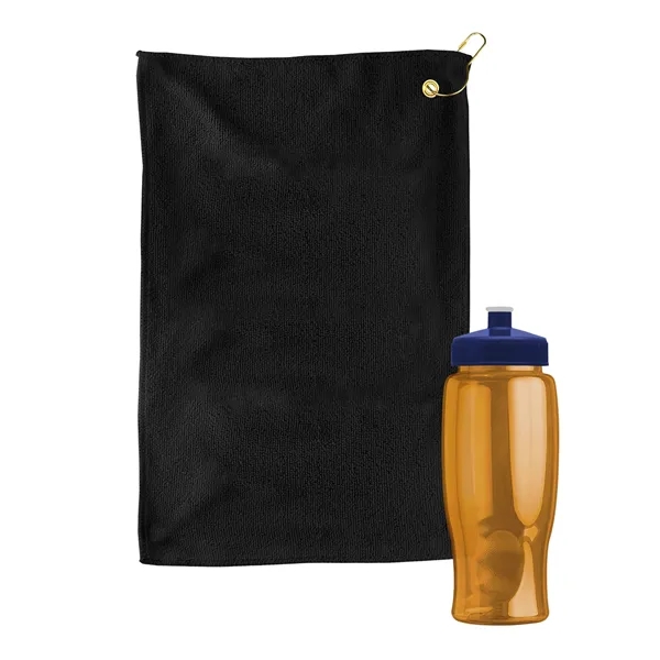 27 oz. Poly-pure transparent bottle with microfiber golf towel. Towel is... from ASI 40480 Koozie Group