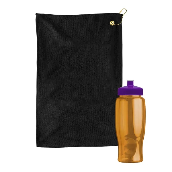 27 oz. Poly-pure transparent bottle with microfiber golf towel. Towel is... from ASI 40480 Koozie Group