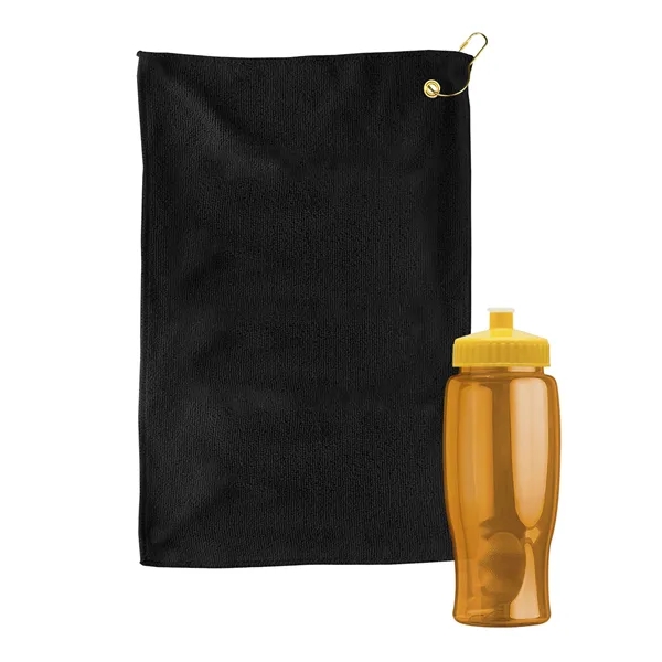 27 oz. Poly-pure transparent bottle with microfiber golf towel. Towel is... from ASI 40480 Koozie Group
