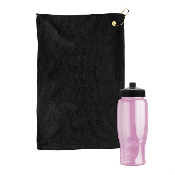 27 oz. Poly-pure transparent bottle with microfiber golf towel. Towel is... from ASI 40480 Koozie Group