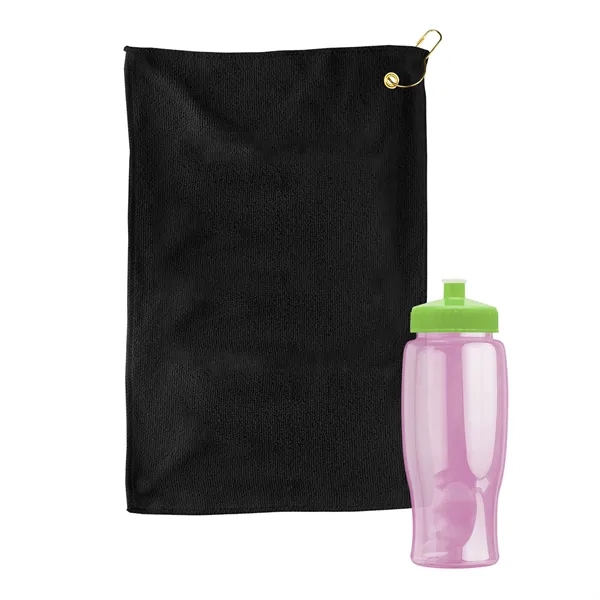 27 oz. Poly-pure transparent bottle with microfiber golf towel. Towel is... from ASI 40480 Koozie Group