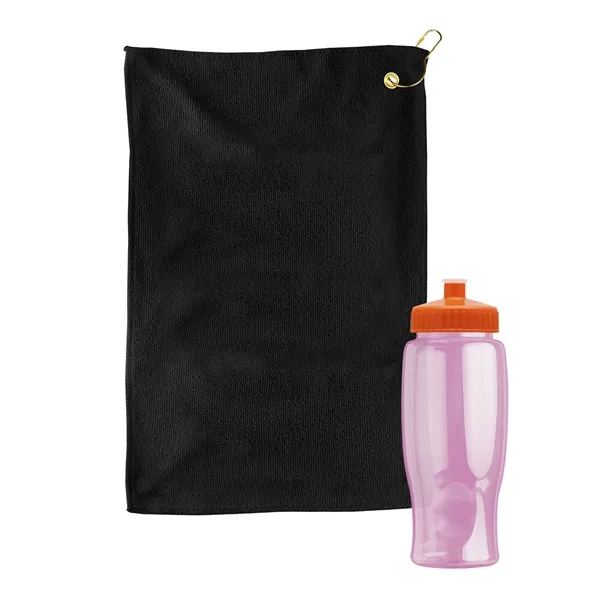 27 oz. Poly-pure transparent bottle with microfiber golf towel. Towel is... from ASI 40480 Koozie Group