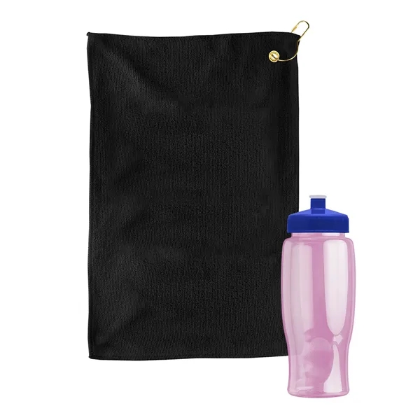 27 oz. Poly-pure transparent bottle with microfiber golf towel. Towel is... from ASI 40480 Koozie Group