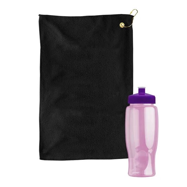 27 oz. Poly-pure transparent bottle with microfiber golf towel. Towel is... from ASI 40480 Koozie Group