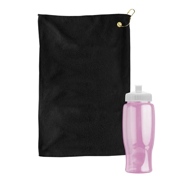 27 oz. Poly-pure transparent bottle with microfiber golf towel. Towel is... from ASI 40480 Koozie Group