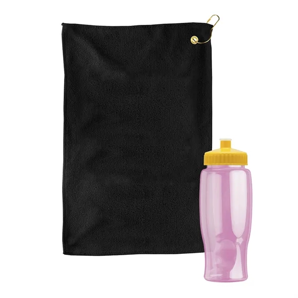 27 oz. Poly-pure transparent bottle with microfiber golf towel. Towel is... from ASI 40480 Koozie Group