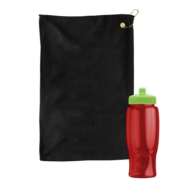 27 oz. Poly-pure transparent bottle with microfiber golf towel. Towel is... from ASI 40480 Koozie Group