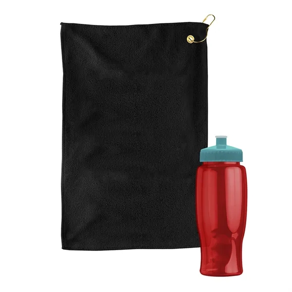 27 oz. Poly-pure transparent bottle with microfiber golf towel. Towel is... from ASI 40480 Koozie Group