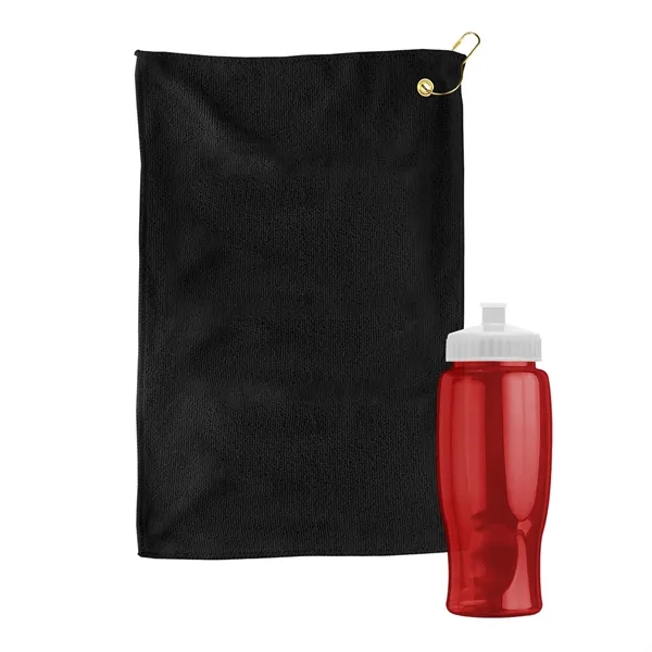 27 oz. Poly-pure transparent bottle with microfiber golf towel. Towel is... from ASI 40480 Koozie Group