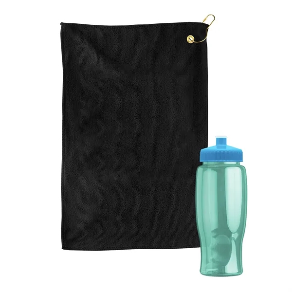 27 oz. Poly-pure transparent bottle with microfiber golf towel. Towel is... from ASI 40480 Koozie Group
